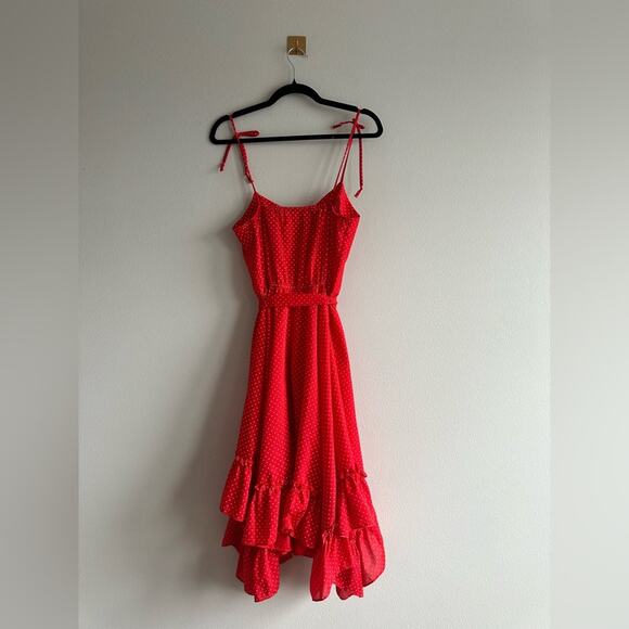 Vintage 80s Frederick’s of Hollywood Red Polka Dot Ruffle Dress Size 11 Pin-Up - Picture 7 of 8